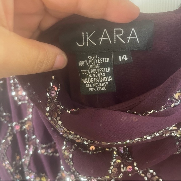 J Kara women’s three quarter sleeve Hand made beaded dress color Wine Size 14 - Picture 10 of 13